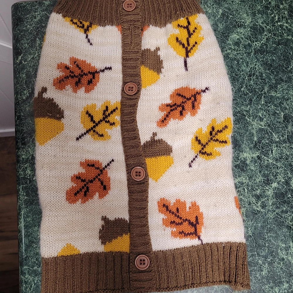 Brown and Cream Acorn Leaf Sweater Vest